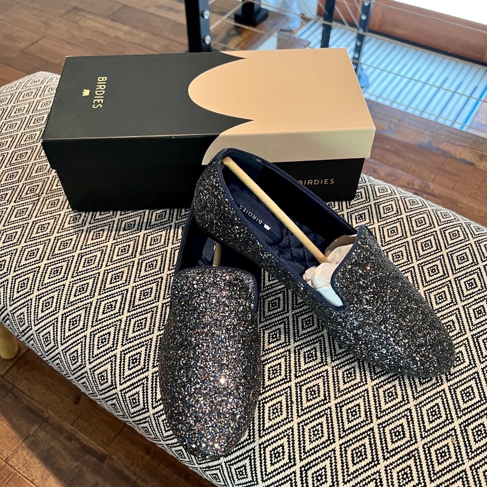 BRAND NEW!  Birdies - The Starling in Galaxy Glitter (Navy), Sz 9.5